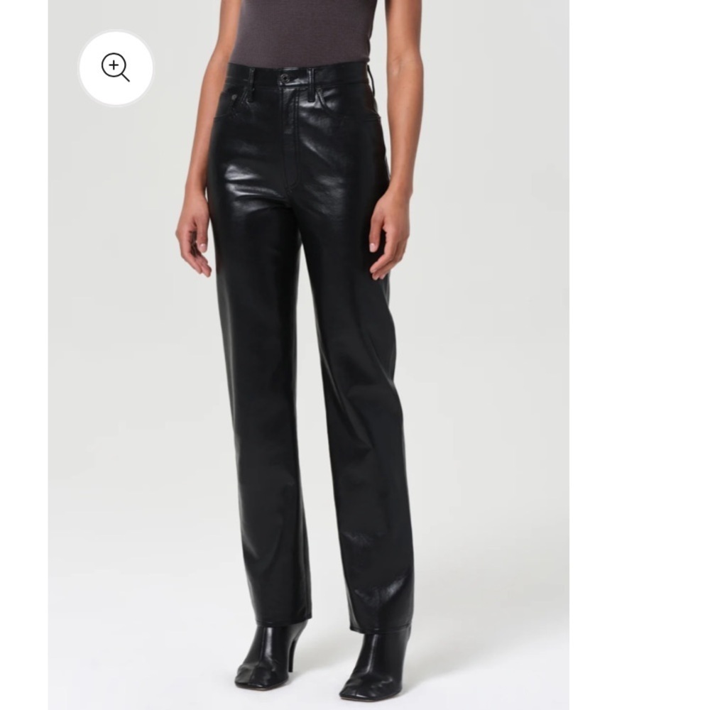 Agolde 90'S PINCH WAIST pants HIGH RISE STRAIGHT recycled leather Revolve 28